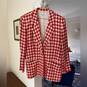 Liz Claiborne Red & White Classic Silk Blend Jacket Size 10